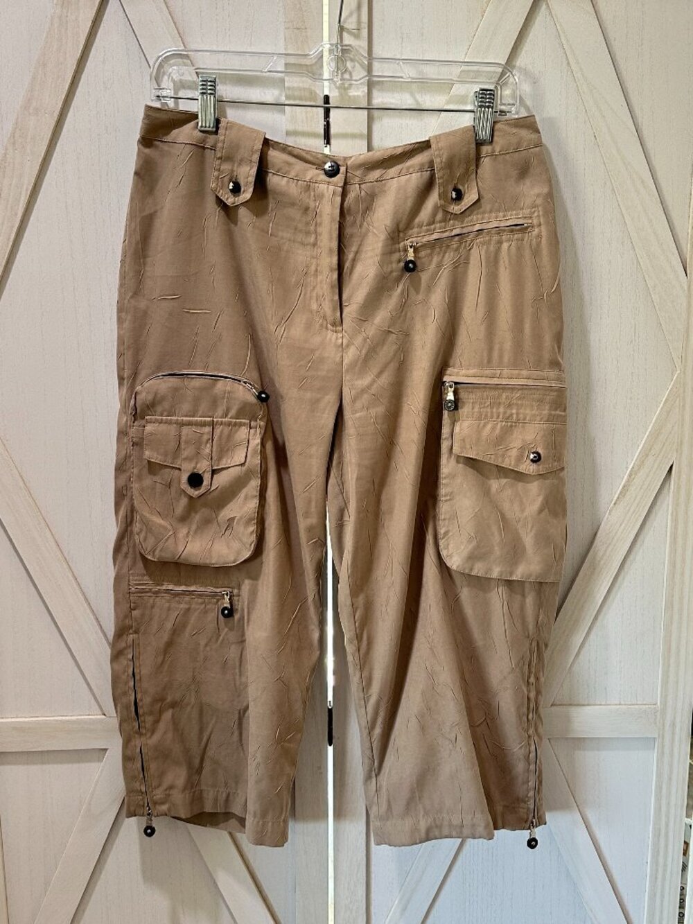 Jamie Sadock Utility Cargo Capri Golf Pants Tan Size 8